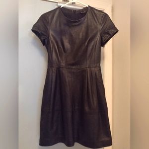 Massino Dutti Leather shift dress with pockets size small